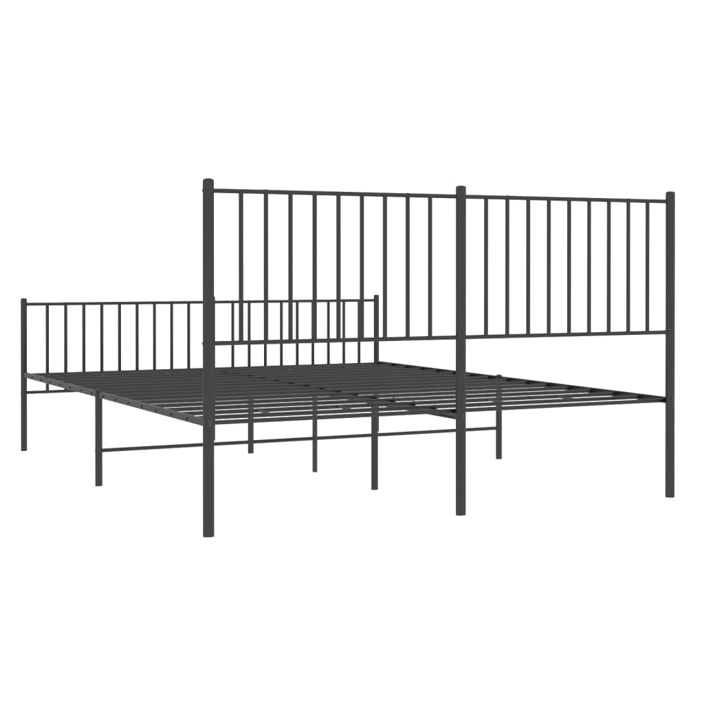 vidaXL Metallbett ohne Matratze mit Fußteil Schwarz 160x200 cm