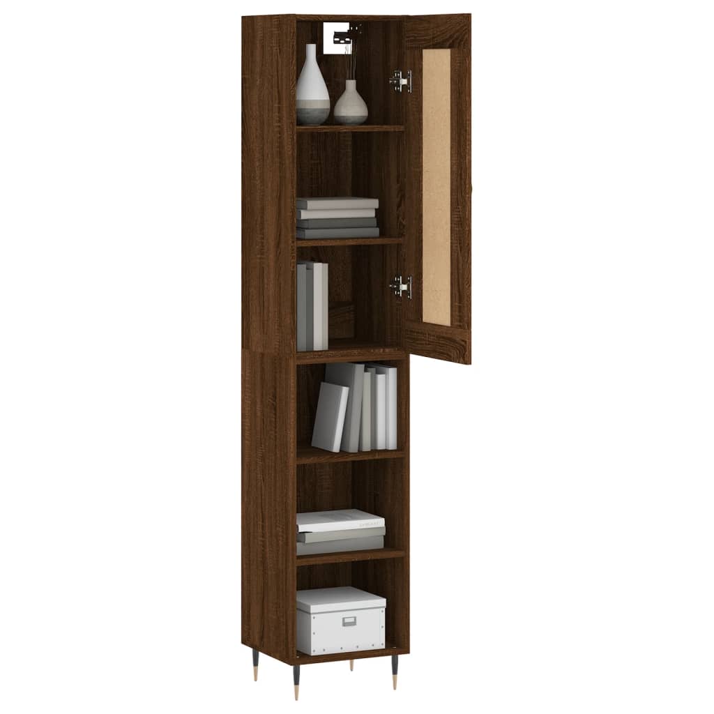 vidaXL Highboard Braun Eichen-Optik 34,5x34x180 cm Holzwerkstoff