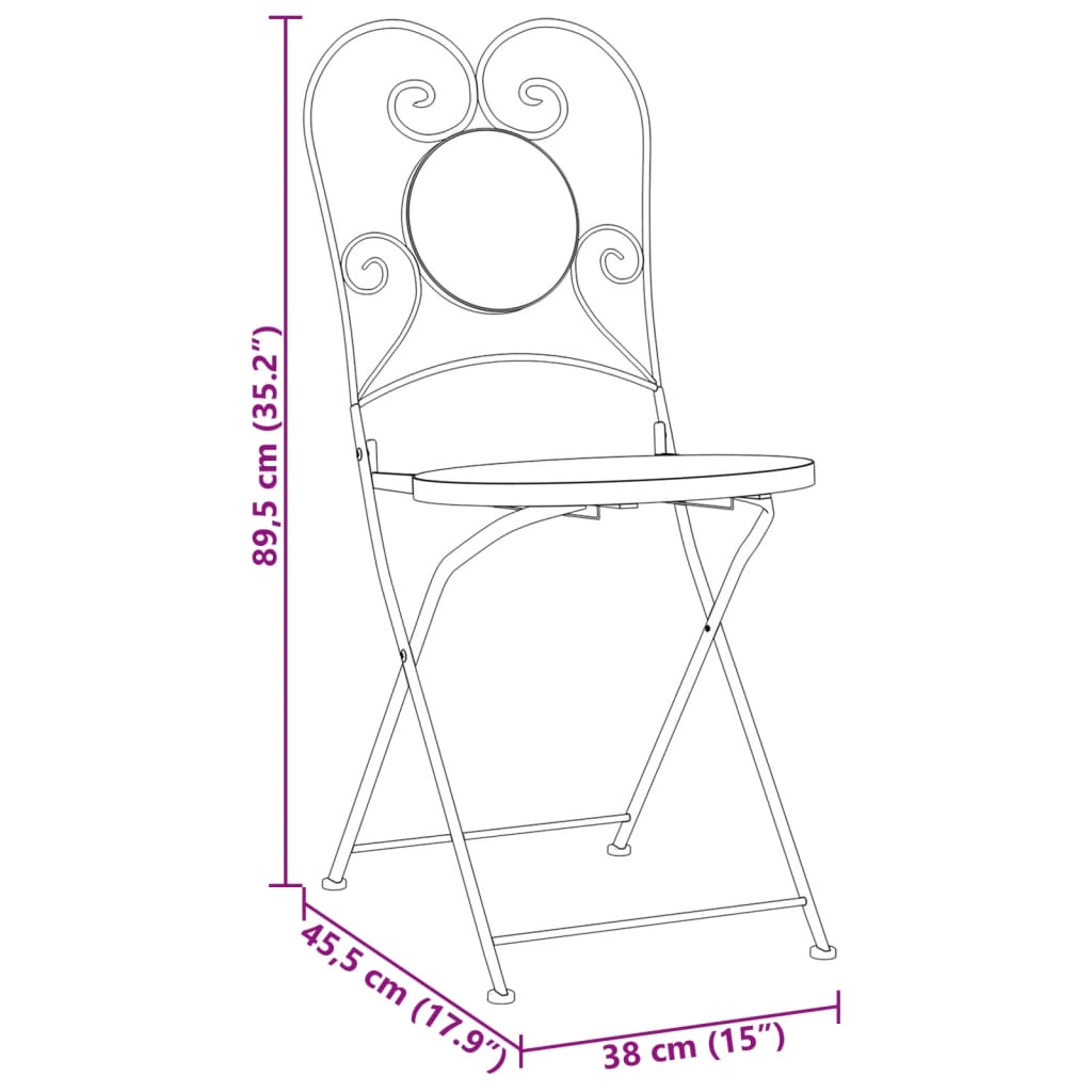 vidaXL Mosaik-Bistro-Set Terrakottarot und Weiß Eisen und Keramik