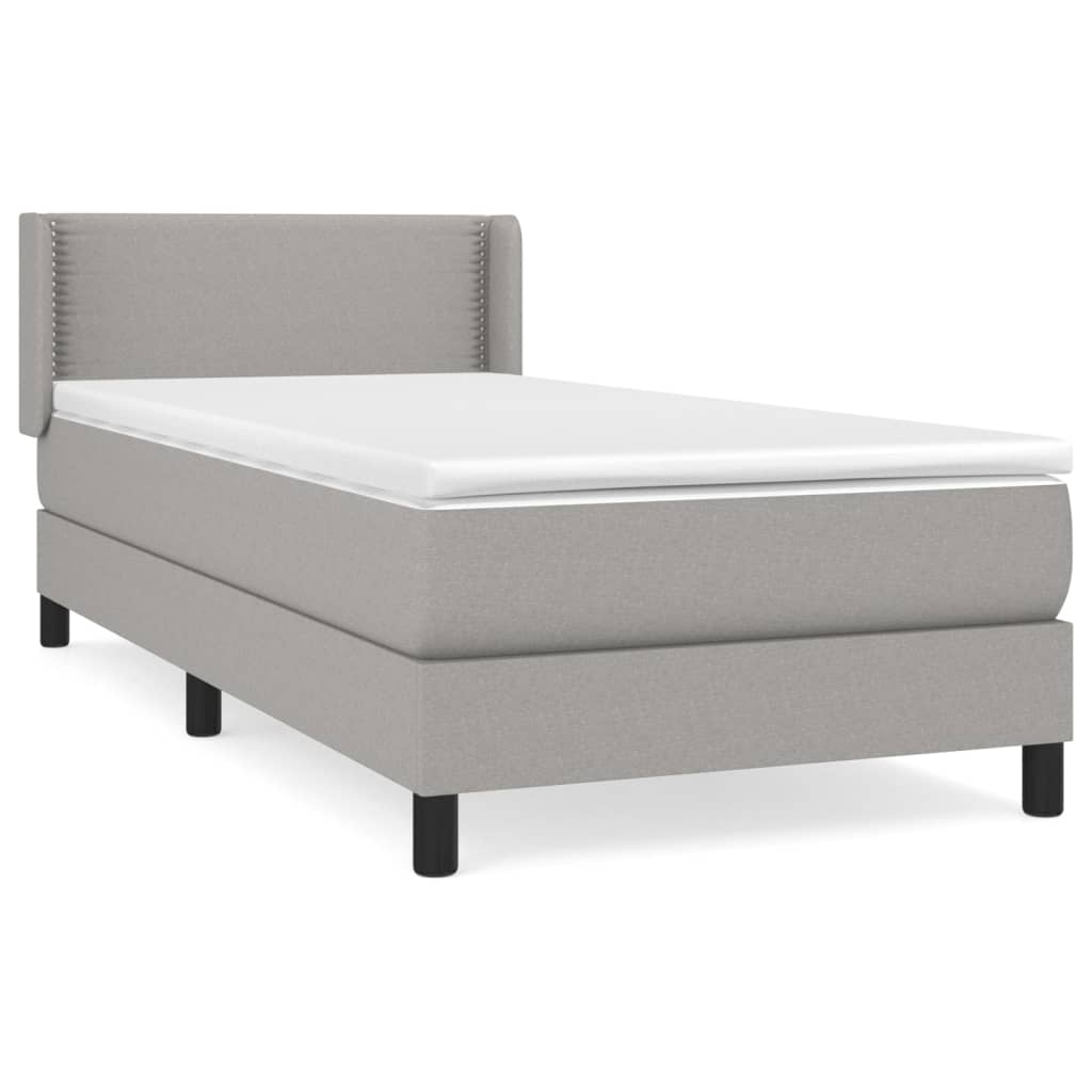 vidaXL Boxspringbett mit Matratze Hellgrau 90x200 cm Stoff