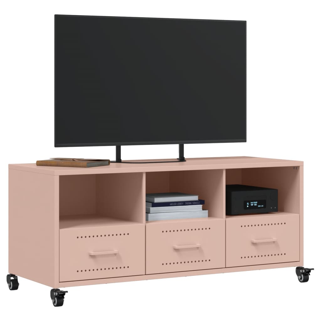 vidaXL TV-Schrank Rosa 100,5x39x43,5 cm Stahl