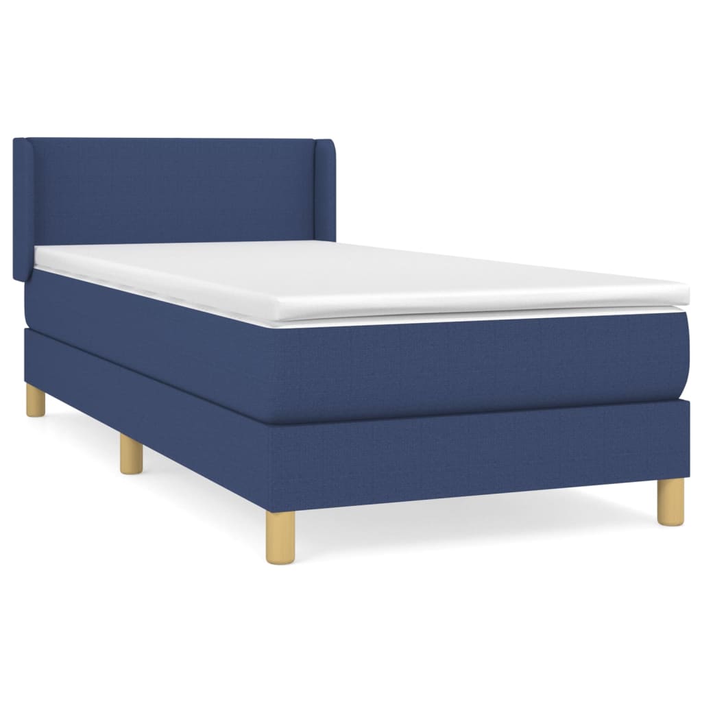 vidaXL Boxspringbett mit Matratze Blau 100x200 cm Stoff