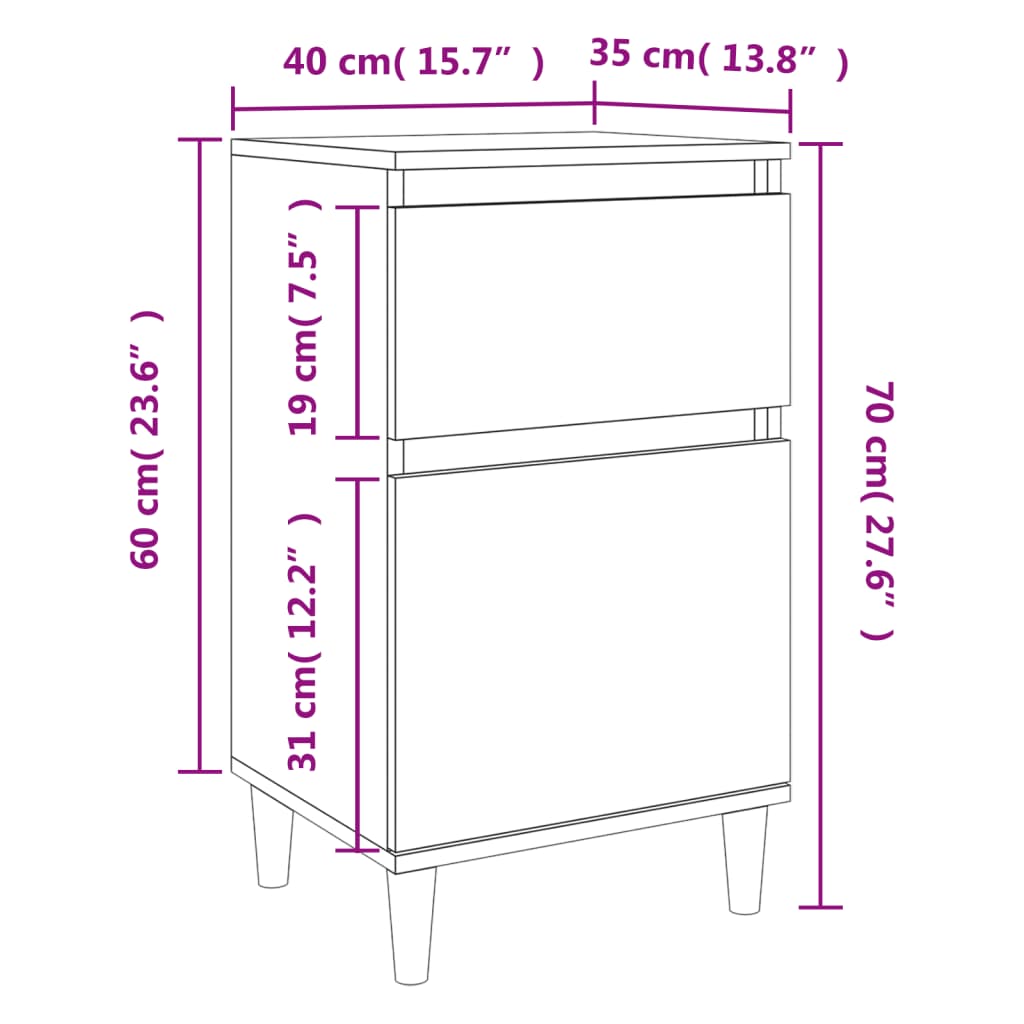 vidaXL Nachttisch Schwarz 40x35x70 cm