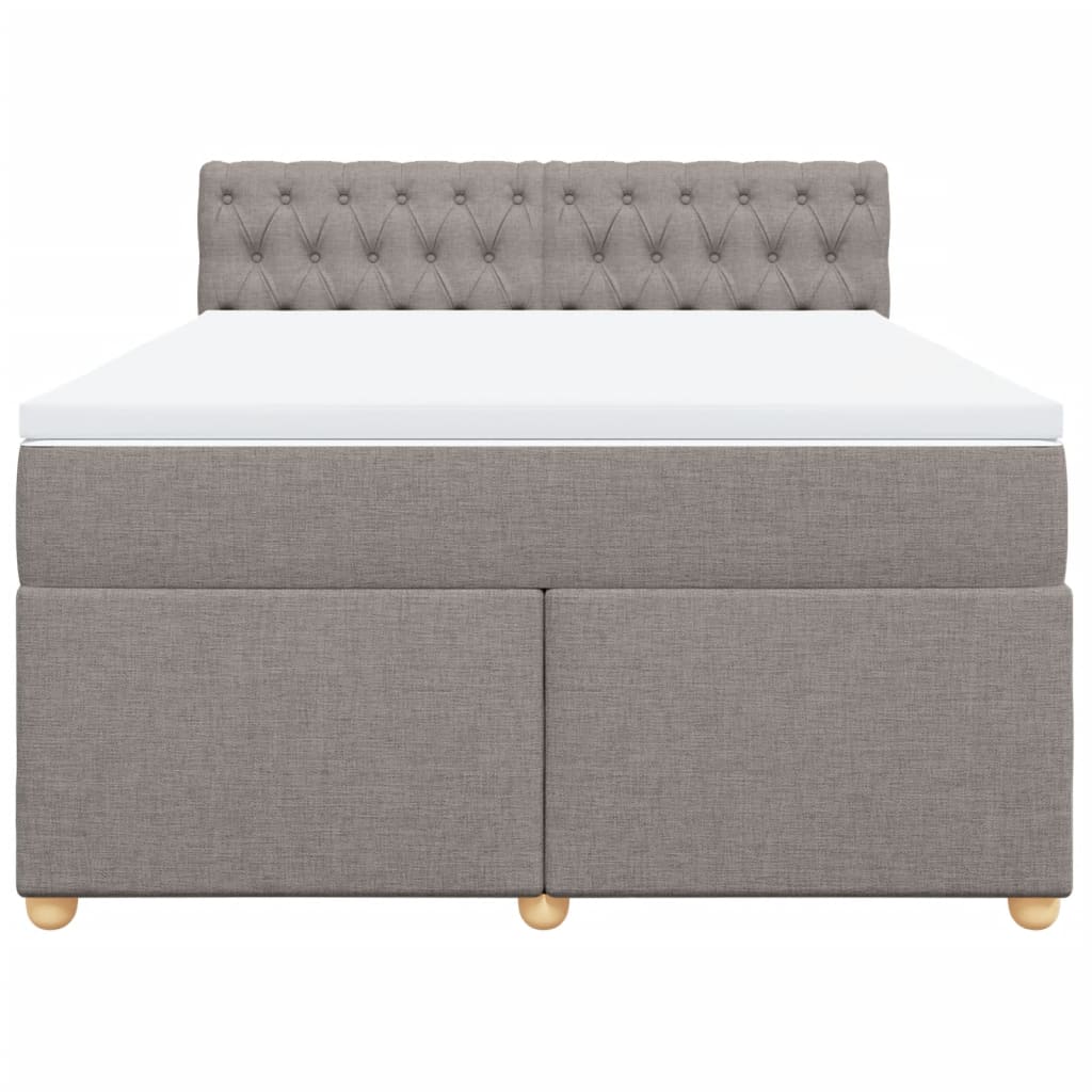 vidaXL Boxspringbett mit Matratze Taupe 160x200 cm Stoff