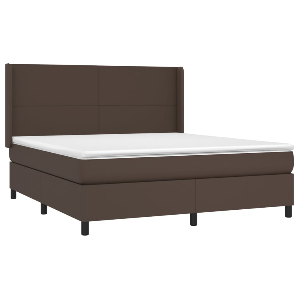 vidaXL Boxspringbett mit Matratze & LED Braun 160x200 cm Kunstleder