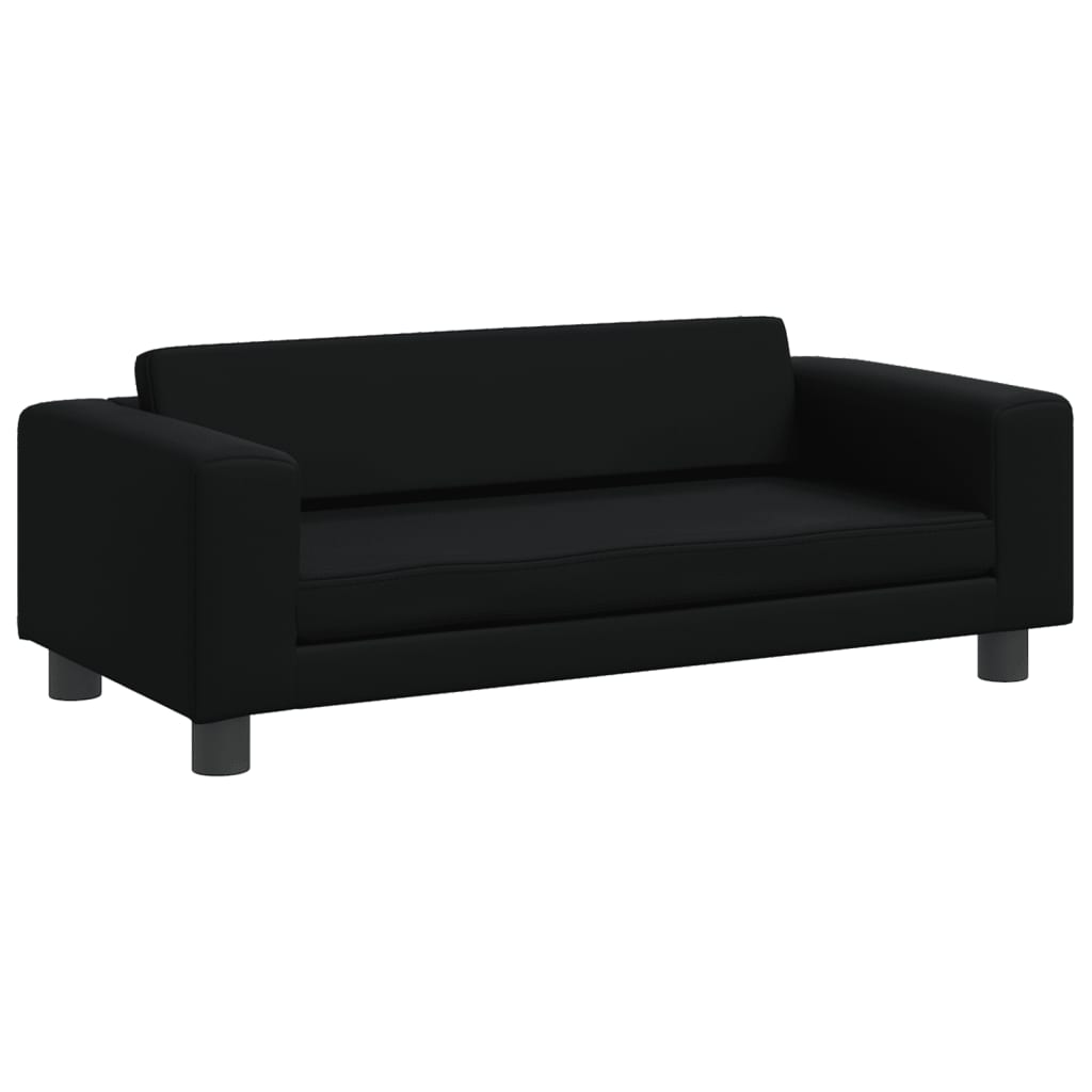 vidaXL Kindersofa mit Hocker Schwarz 100x50x30 cm Kunstleder