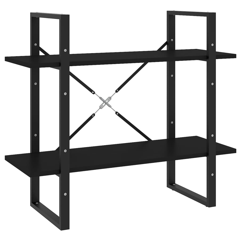 vidaXL Bücherregal 2 Fächer Schwarz 80x30x70 cm Holzwerkstoff