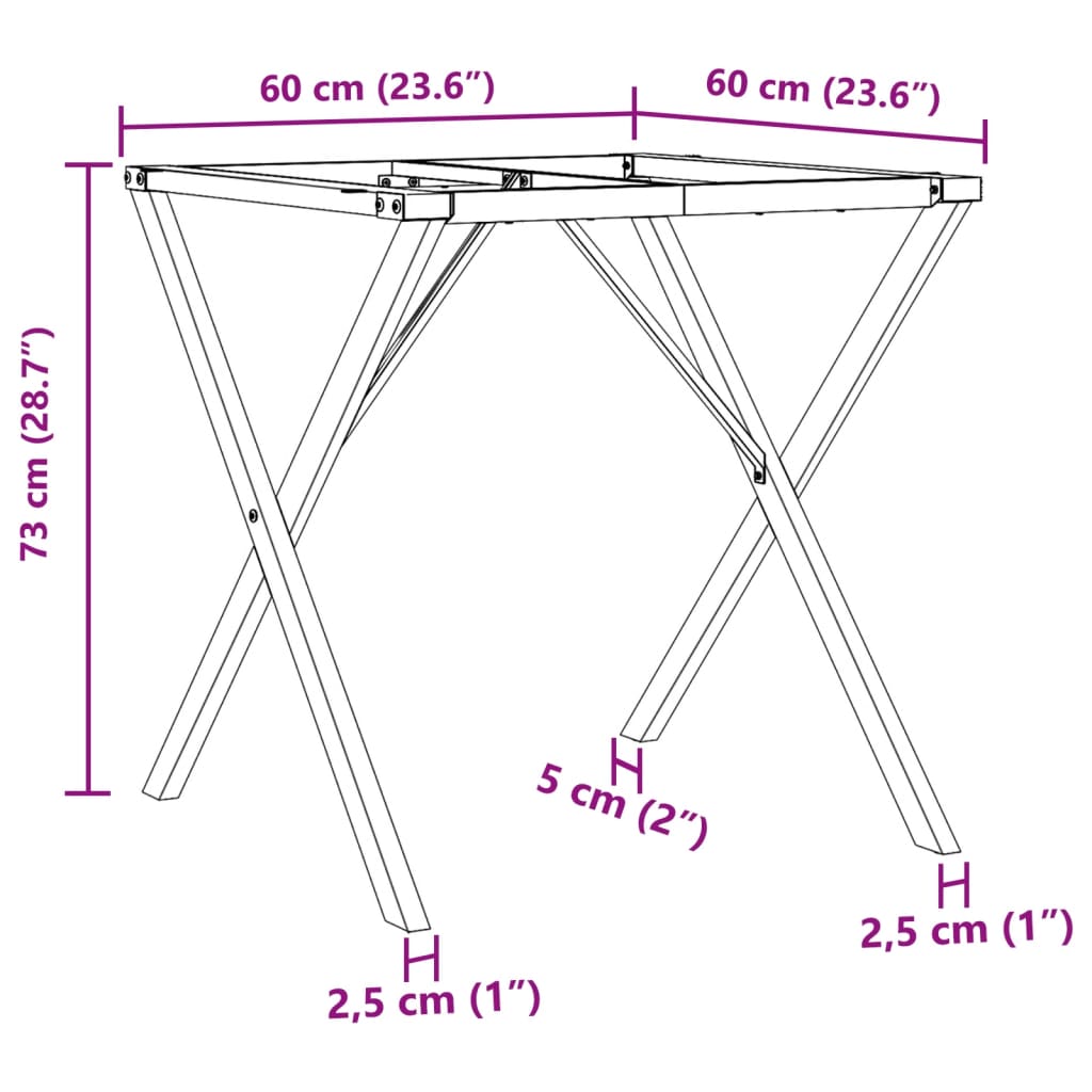 vidaXL Esstisch-Gestell in X-Form 60x60x73 cm Gusseisen