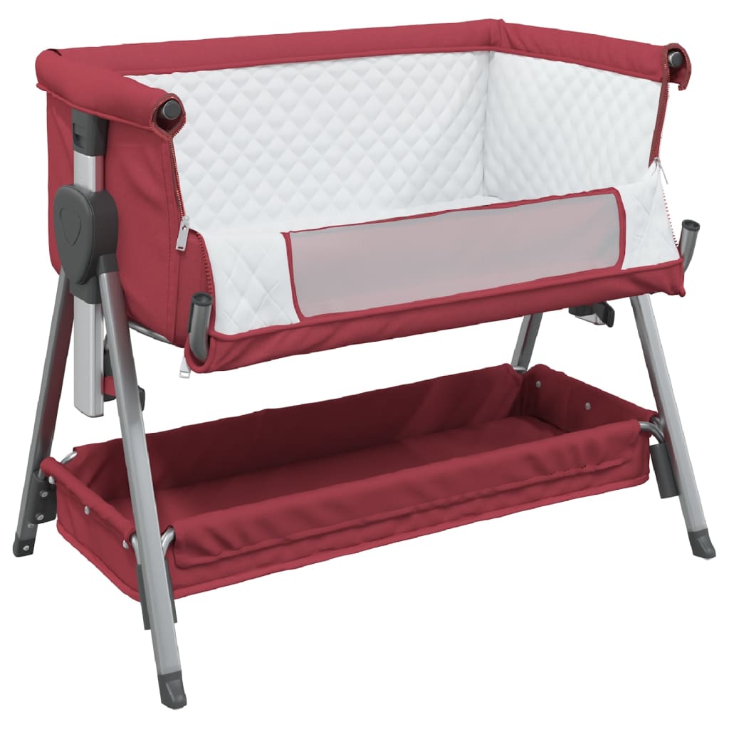 vidaXL Babybett mit Matratze Rot Leinenstoff