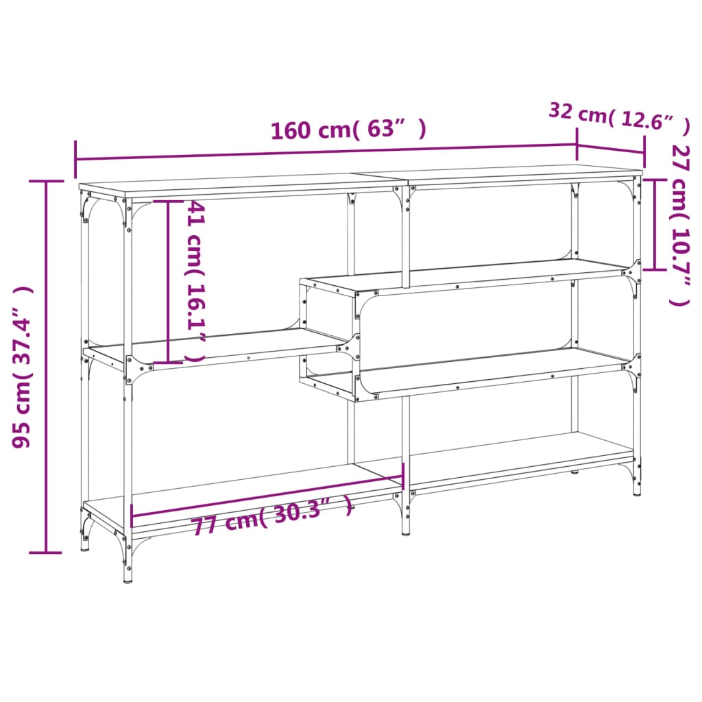 vidaXL Konsolentisch Räuchereiche 160x32x95 cm Holzwerkstoff