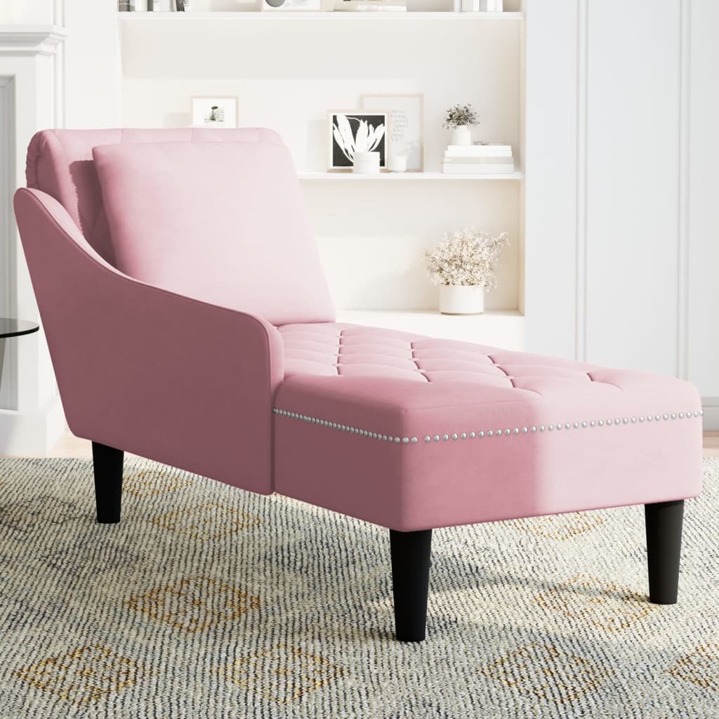 vidaXL Chaiselongue mit Kissen und Rechter Armlehne Rosa Samt