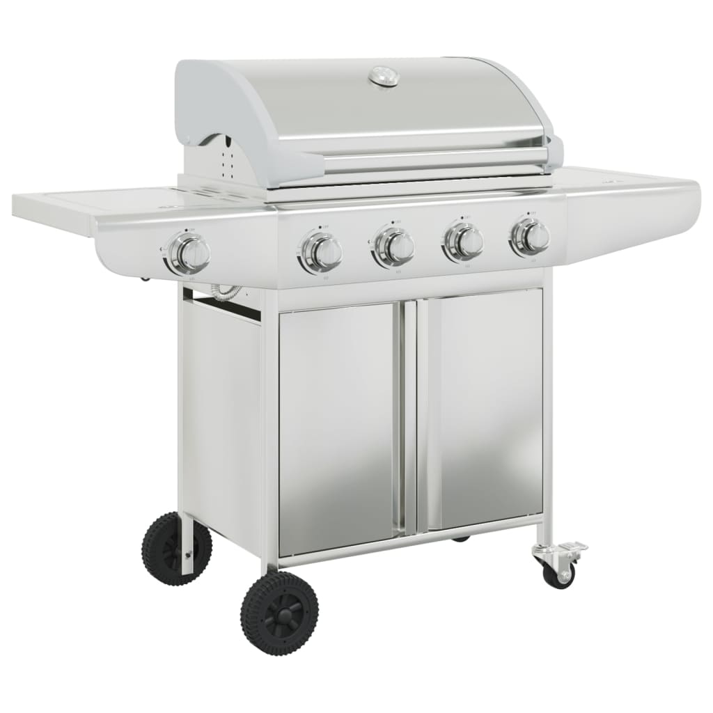 vidaXL Gasgrill mit 5 Flammen Silbern Edelstahl