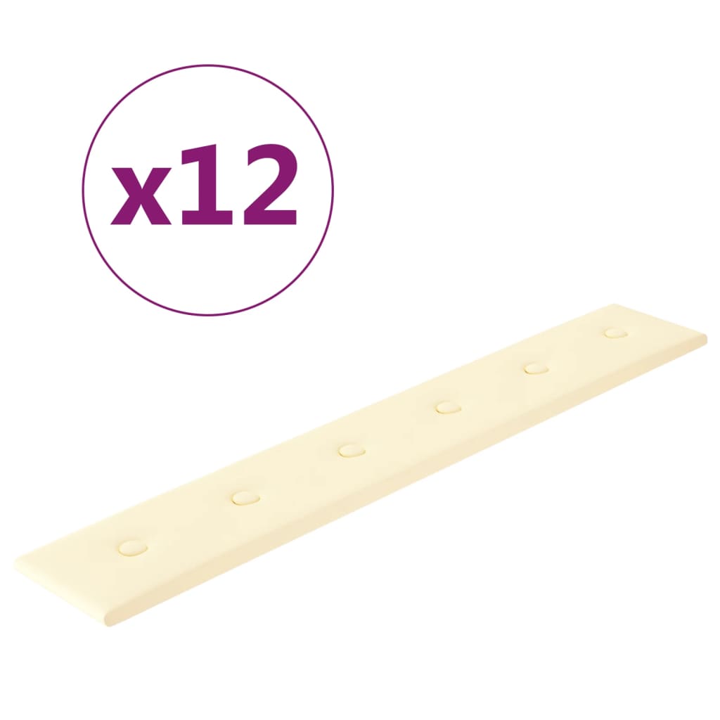 vidaXL Wandpaneele 12 Stk. Creme 90x15 cm Kunstleder 1,62 m²