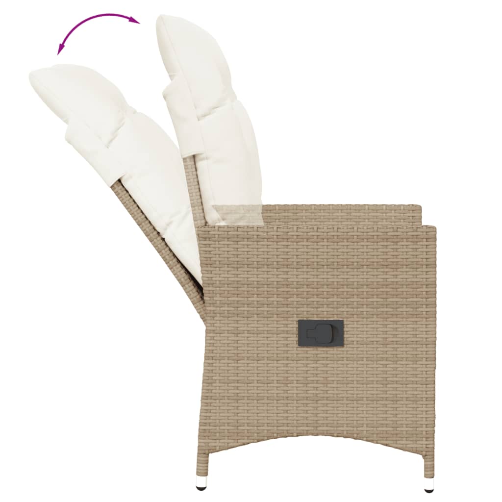 vidaXL 3-tlg. Bistro-Set mit Kissen Beige Poly Rattan