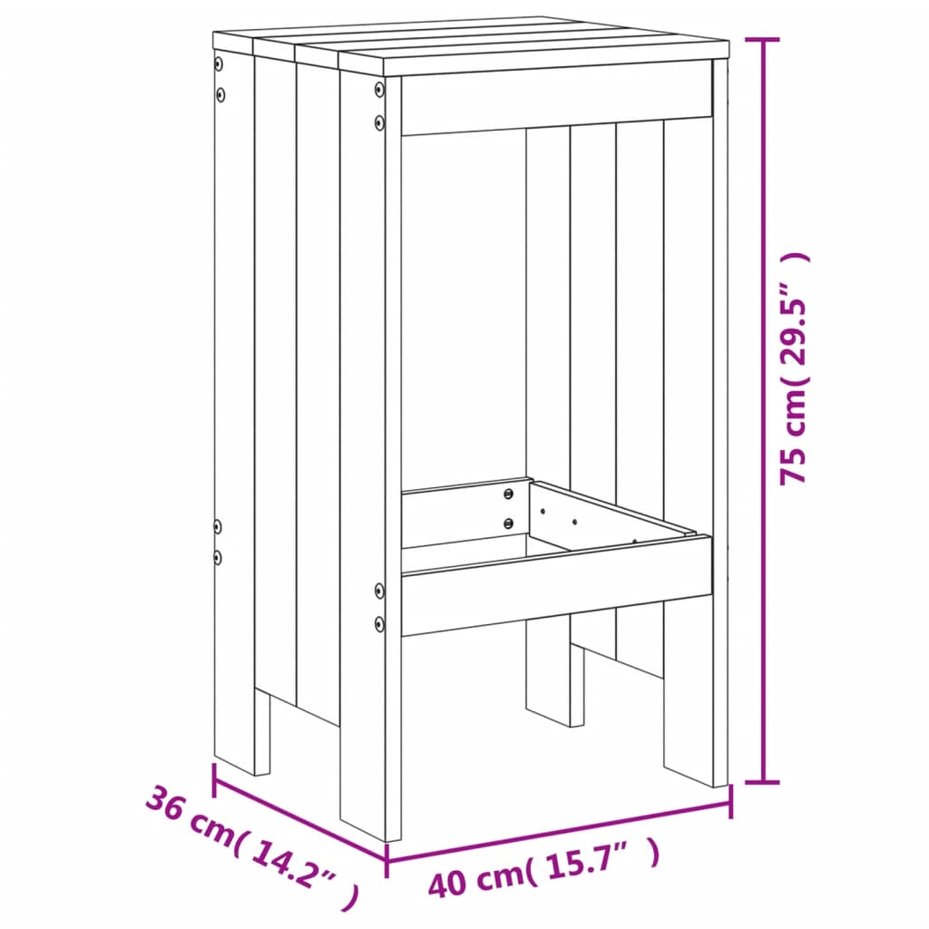 vidaXL 5-tlg. Gartenbar-Set Schwarz Massivholz Kiefer