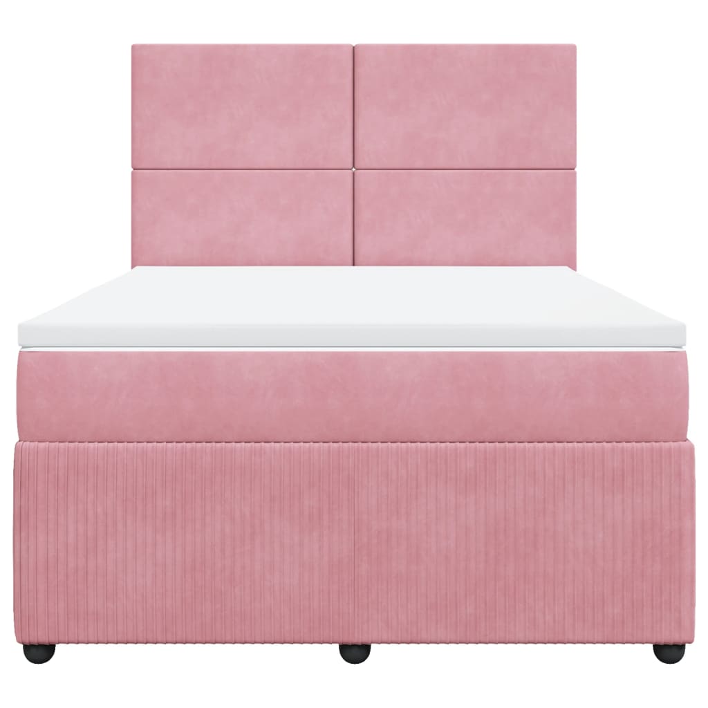 vidaXL Boxspringbett mit Matratze Rosa 160x200 cm Samt