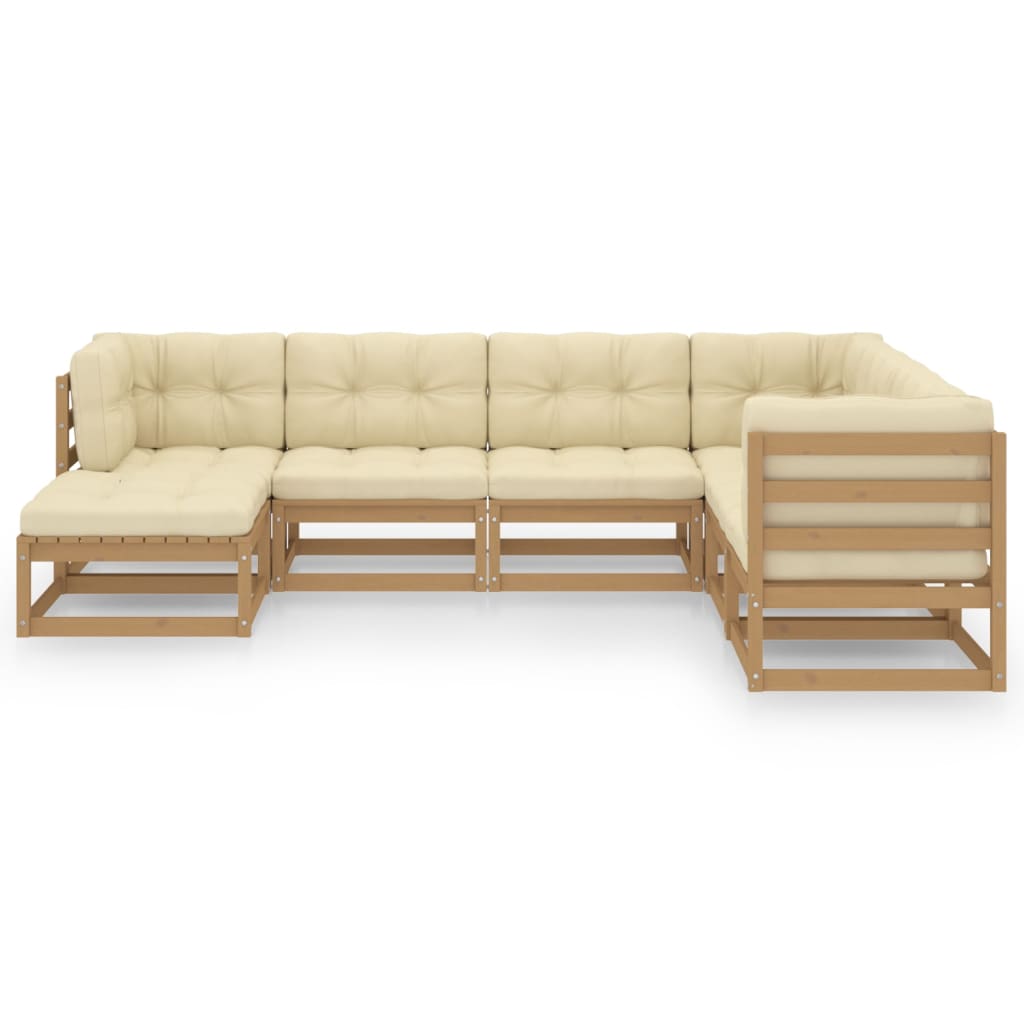 vidaXL 7-tlg. Garten-Lounge-Set mit Kissen Massivholz Kiefer