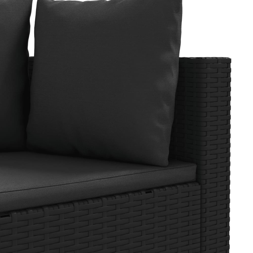 vidaXL 6-tlg. Garten-Sofagarnitur mit Kissen Schwarz Poly Rattan