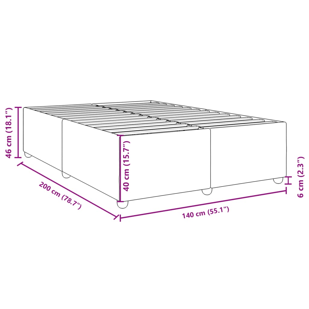 vidaXL Bettgestell ohne Matratze Dunkelgrau 140x200 cm Stoff