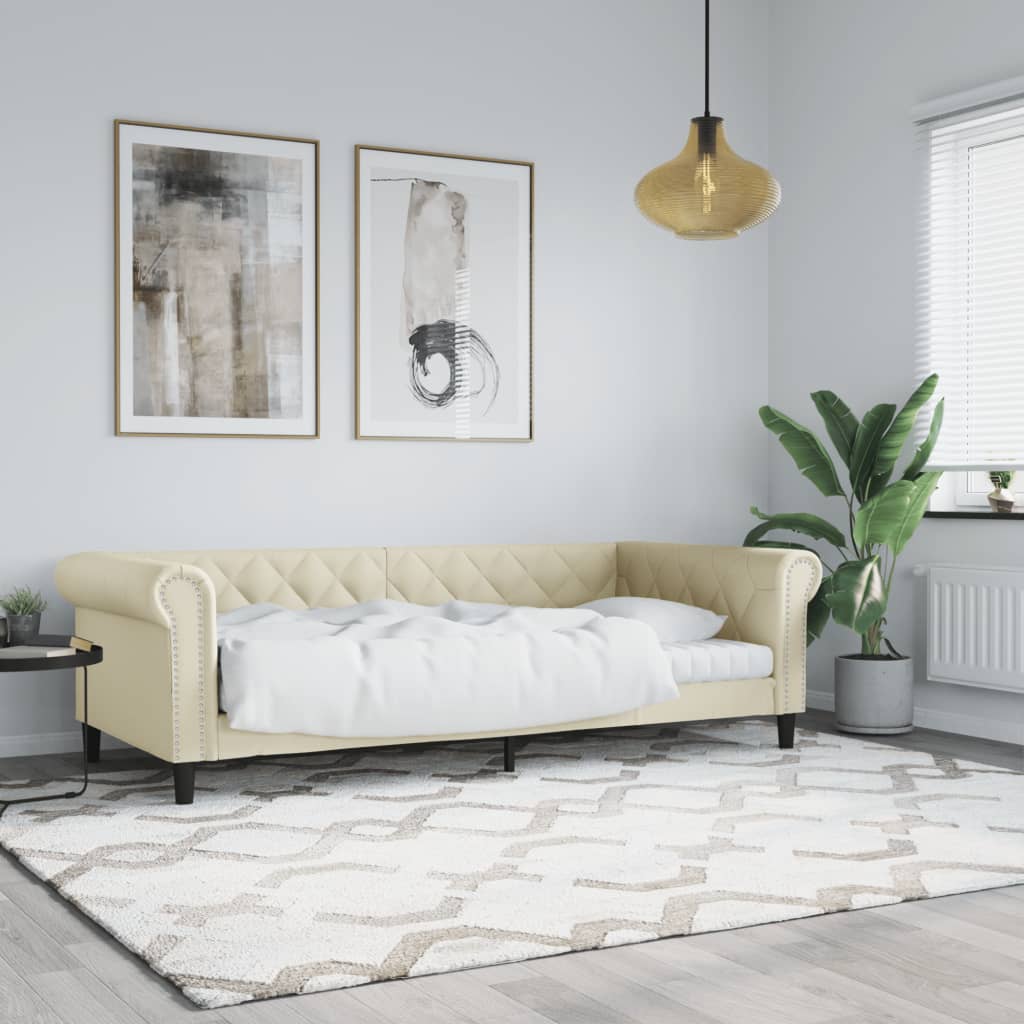 vidaXL Tagesbett Creme 90x200 cm Kunstleder