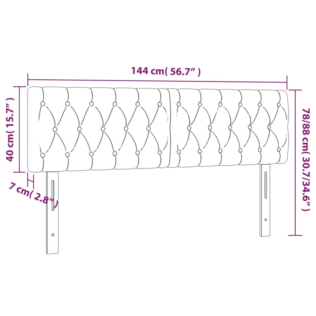 vidaXL Kopfteile 2 Stk. Hellgrau 72x7x78/88 cm Samt