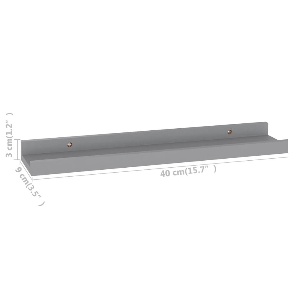 vidaXL Wandregale 4 Stk. Grau 40x9x3 cm