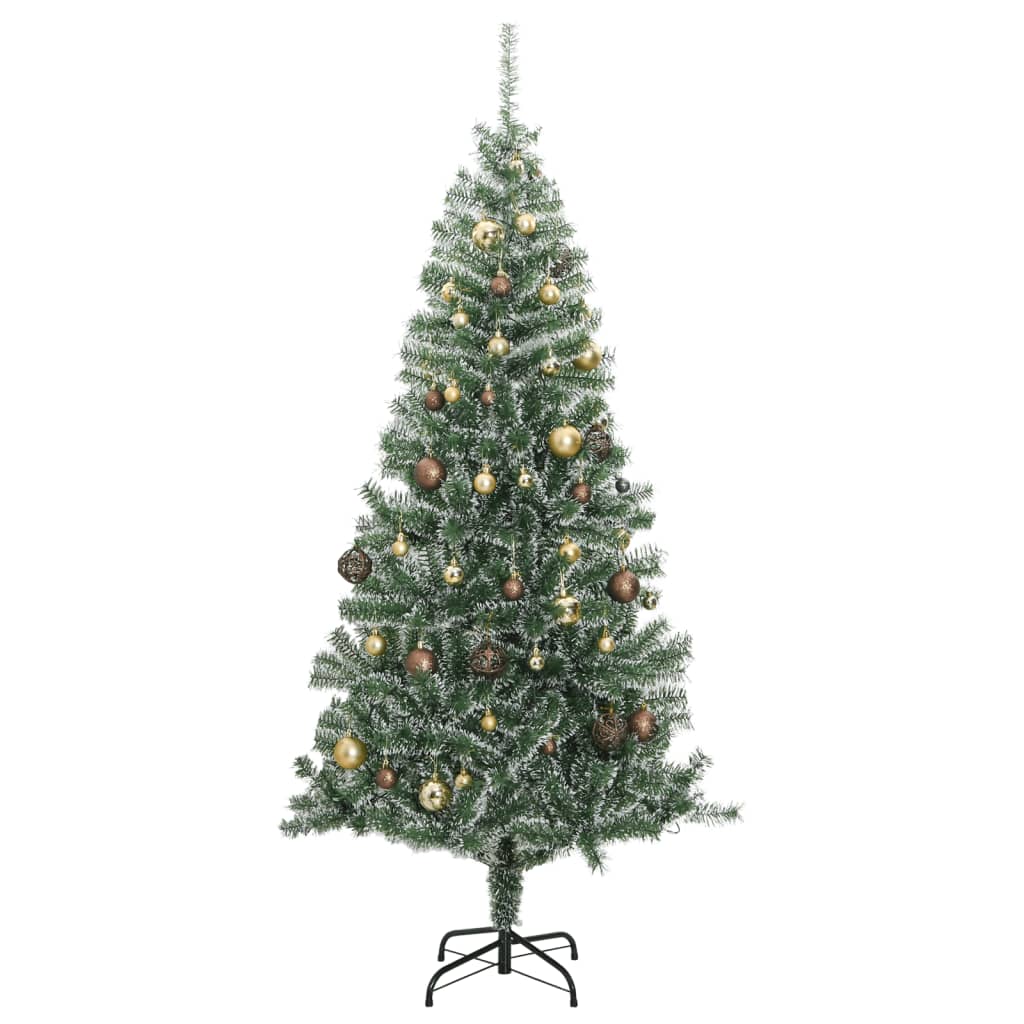 vidaXL Künstlicher Weihnachtsbaum 300 LEDs & Kugeln Beschneit 180 cm