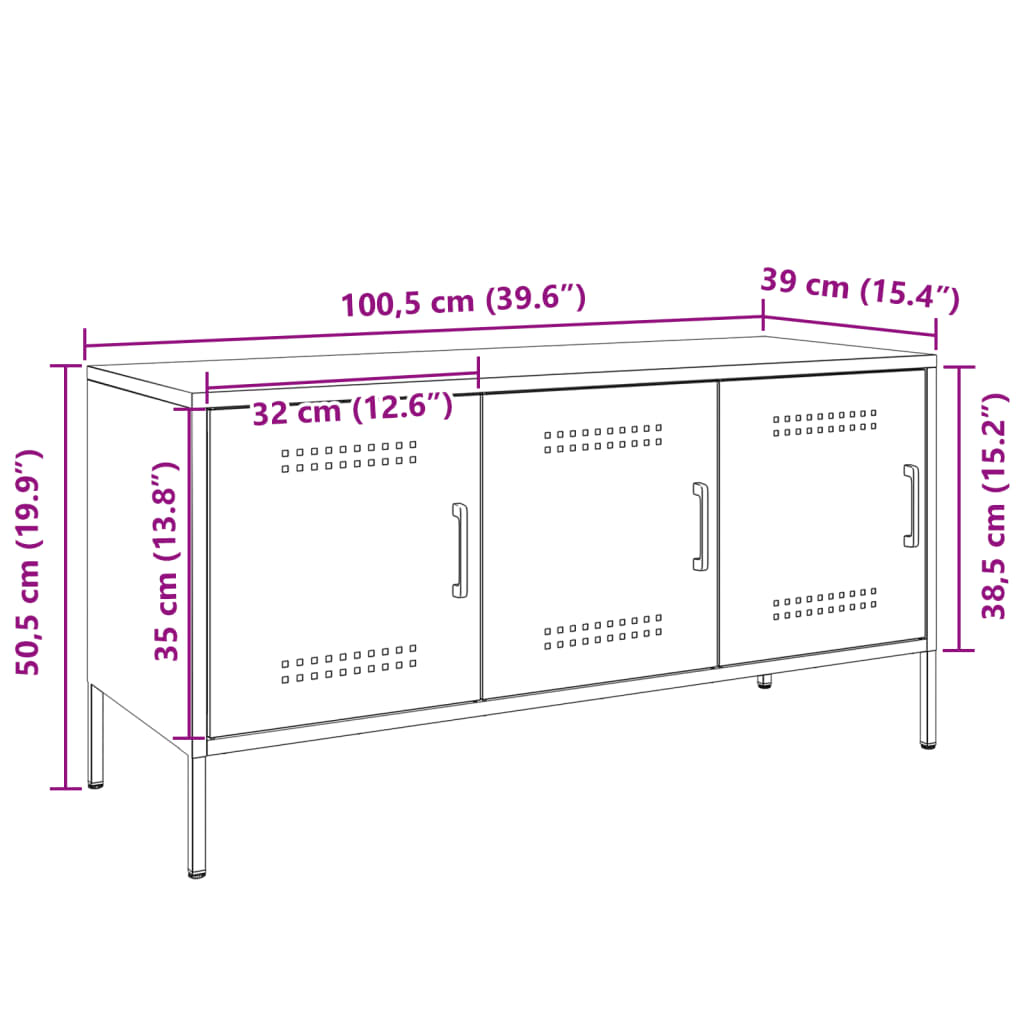 vidaXL TV-Schrank Olivgrün 100,5x39x50,5 cm Stahl