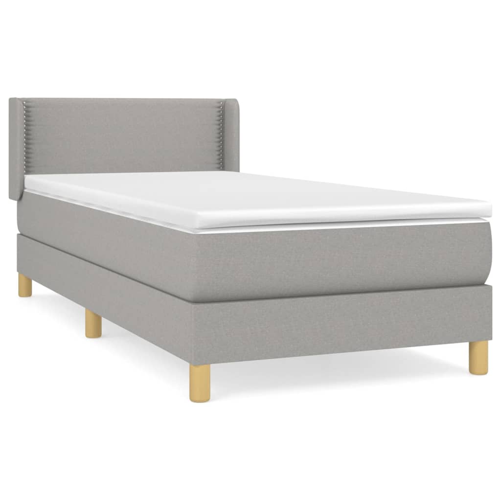 vidaXL Boxspringbett mit Matratze Hellgrau 90x200 cm Stoff