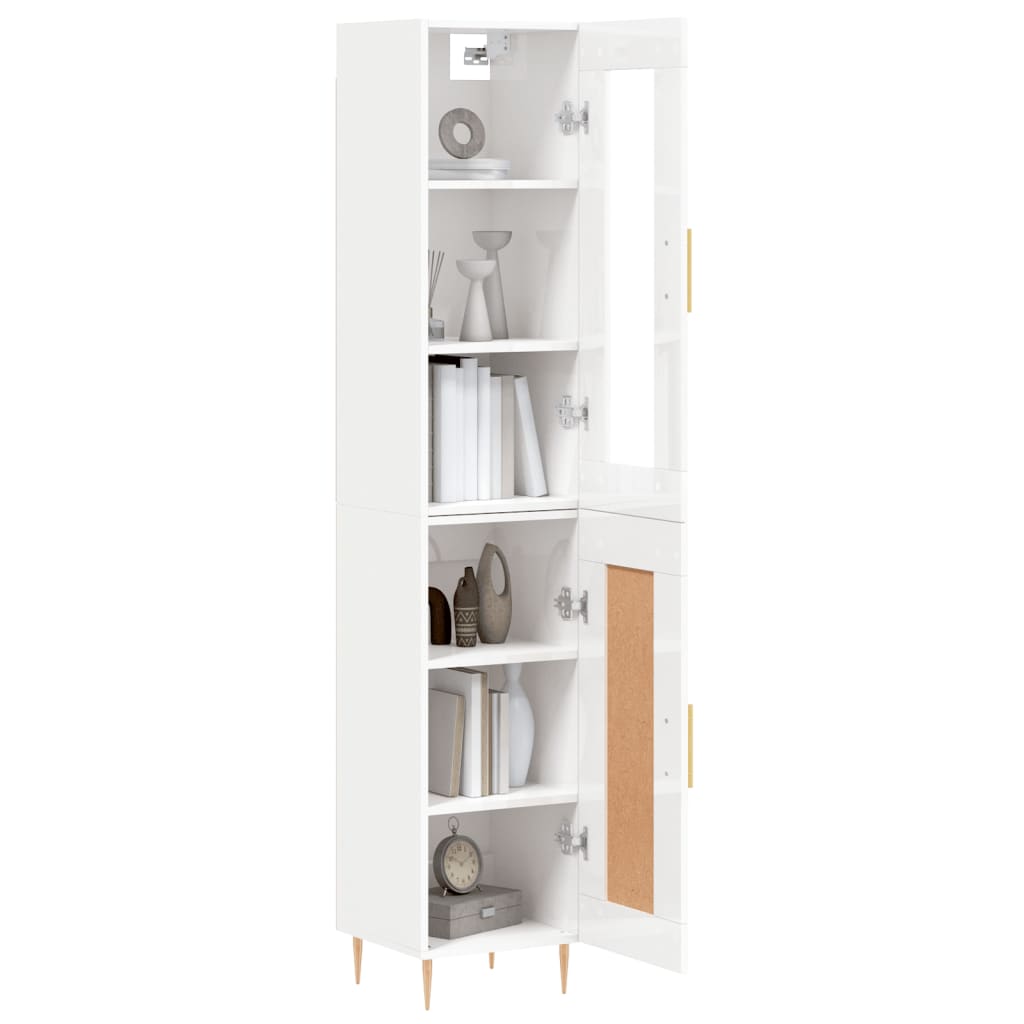 vidaXL Highboard Hochglanz-Weiß 34,5x34x180 cm Holzwerkstoff