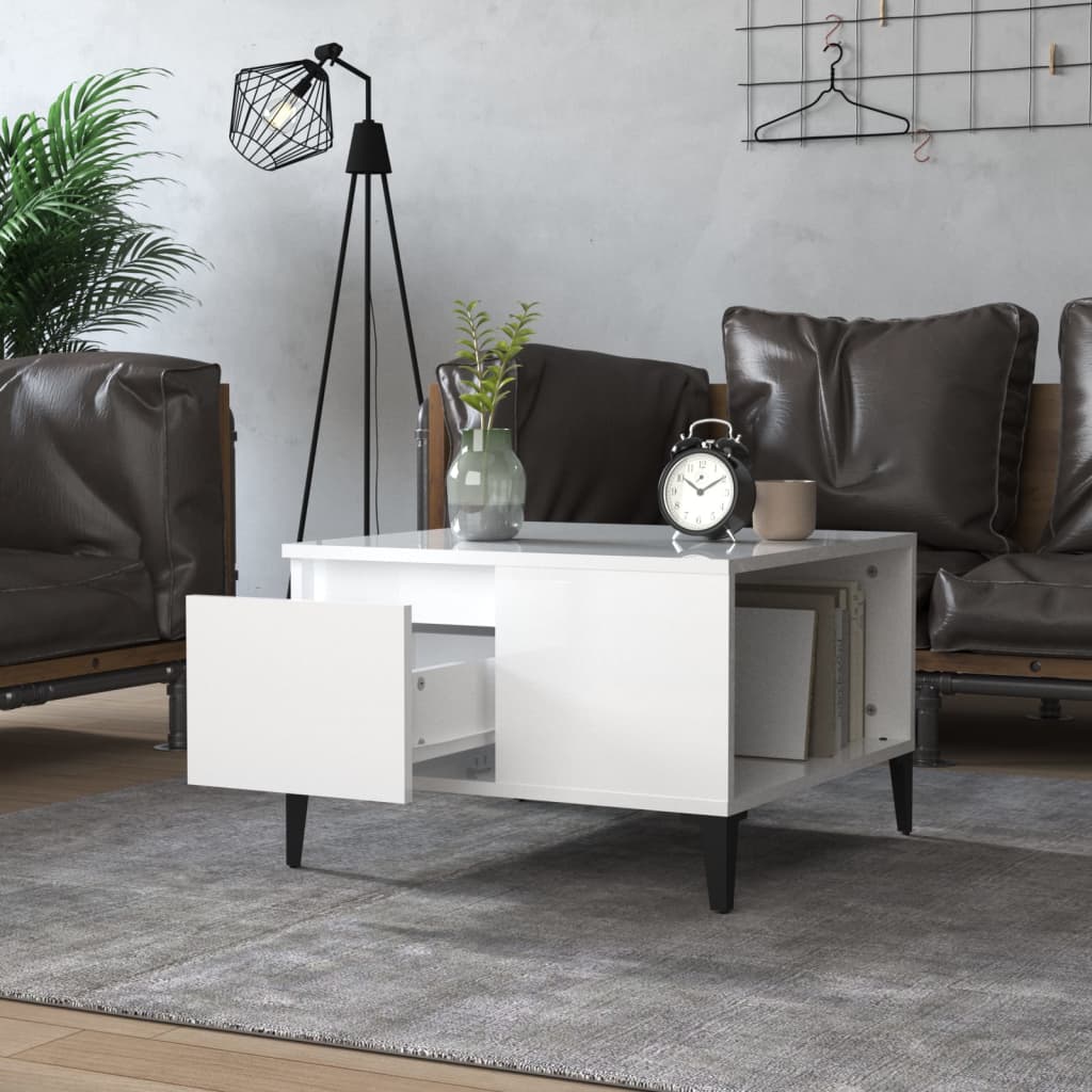 vidaXL Couchtisch Hochglanz-Weiß 55x55x36,5 cm Holzwerkstoff