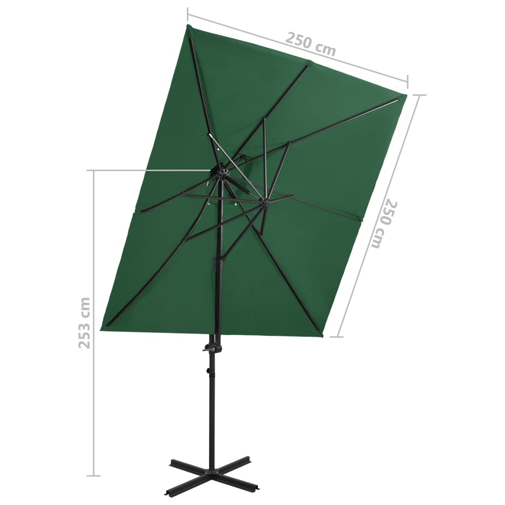 vidaXL Ampelschirm mit Lüftung 250x250 cm Grün