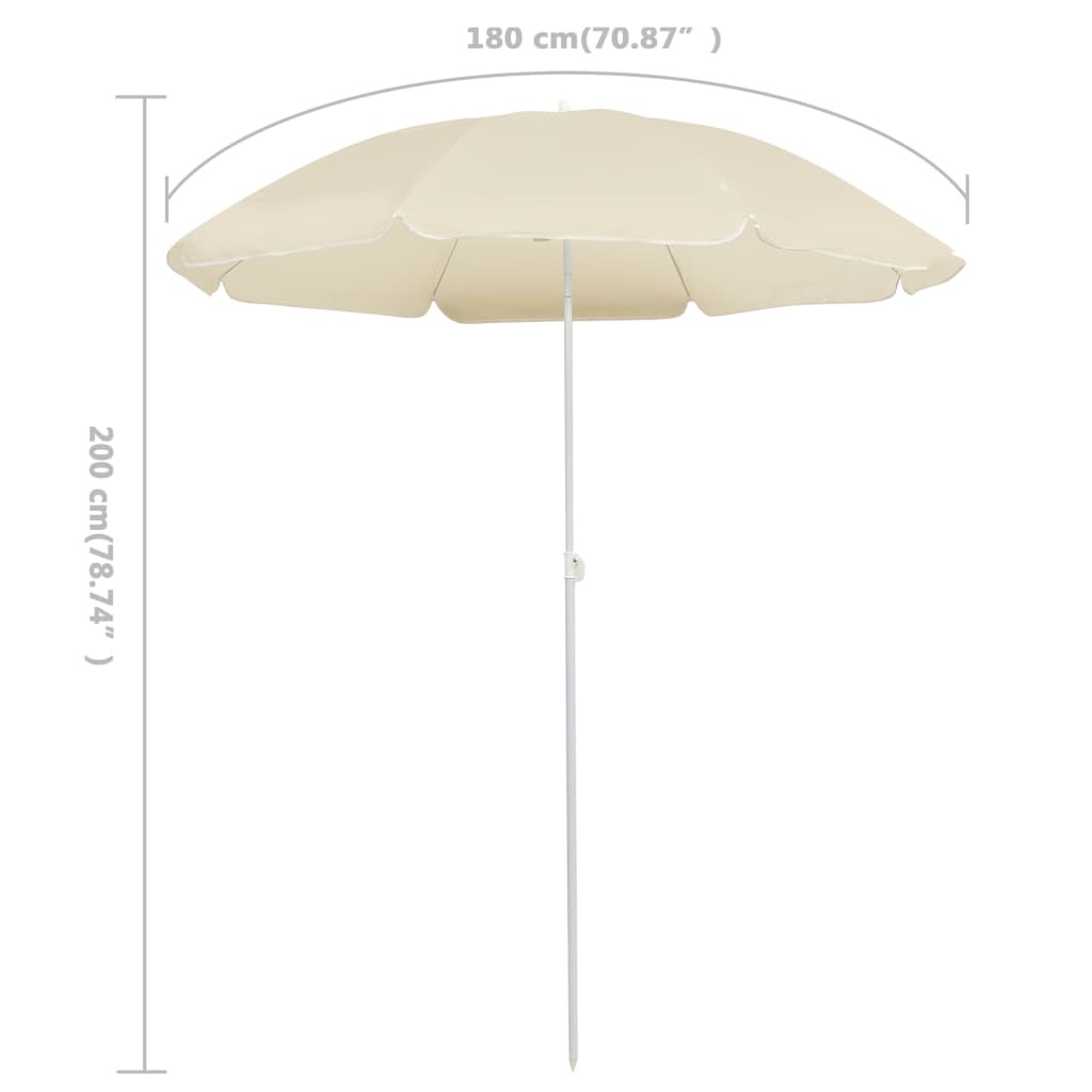 vidaXL Sonnenschirm mit Stahlmast Sandfarbe 180 cm