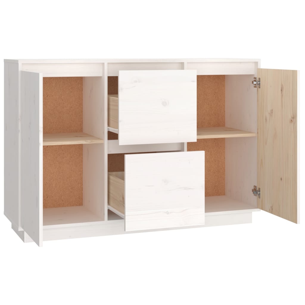 vidaXL Sideboard Weiß 111x34x75 cm Massivholz Kiefer