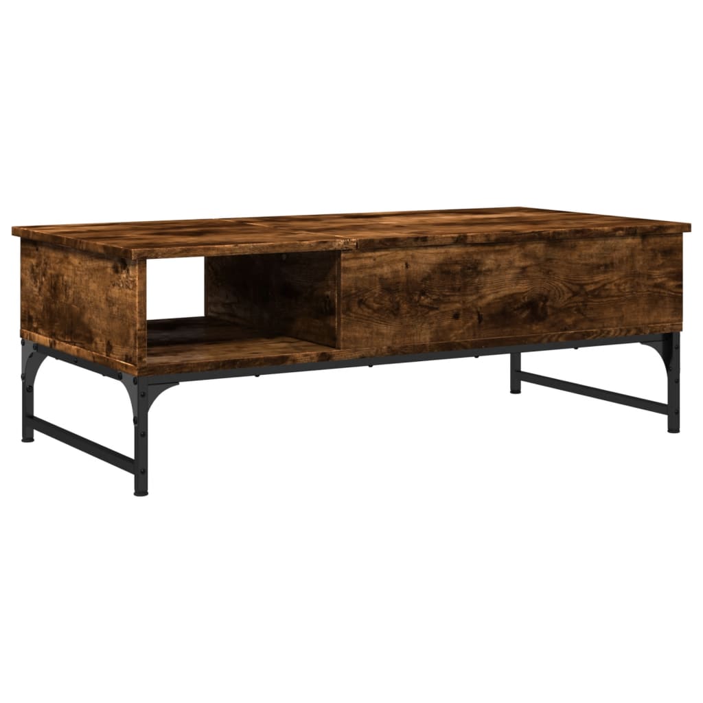 vidaXL Couchtisch Räuchereiche 100x50x35 cm Holzwerkstoff und Metall