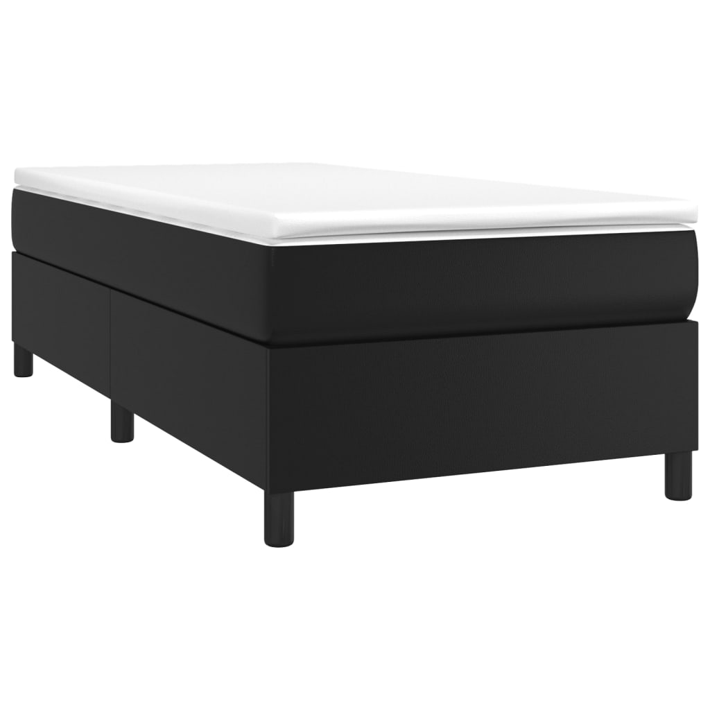 vidaXL Boxspringbett mit Matratze Schwarz 80x200 cm Kunstleder