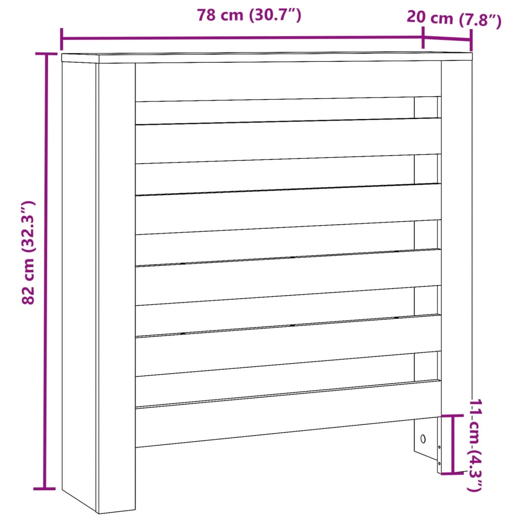 vidaXL Heizkörperverkleidung Artisan-Eiche 78x20x82 cm Holzwerkstoff