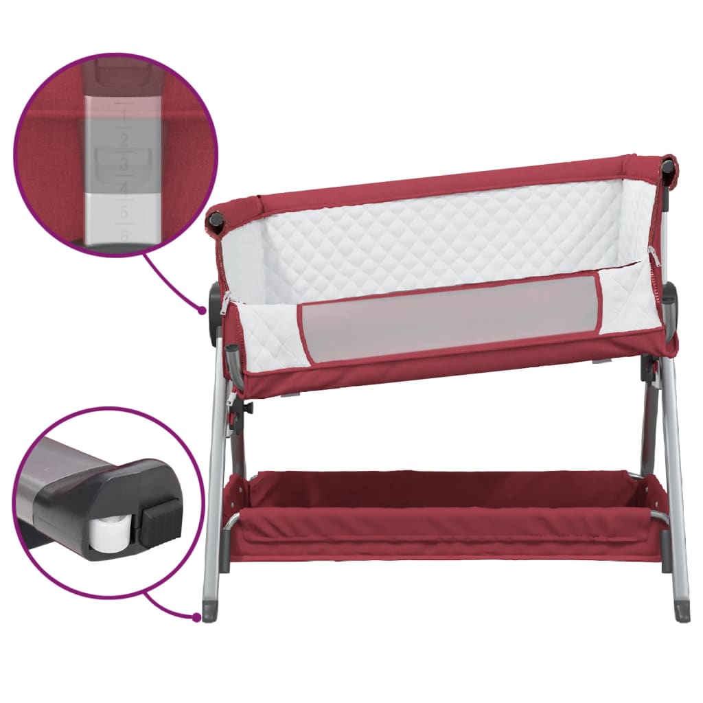 vidaXL Babybett mit Matratze Rot Leinenstoff