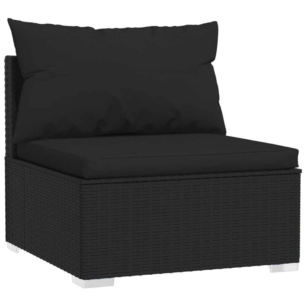 vidaXL 4-tlg. Garten-Lounge-Set mit Auflagen Schwarz Poly Rattan