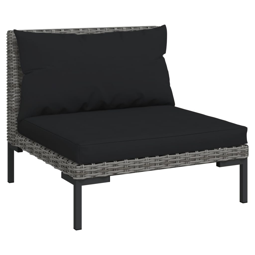 vidaXL 8-tlg. Garten-Lounge-Set mit Kissen Poly Rattan Dunkelgrau