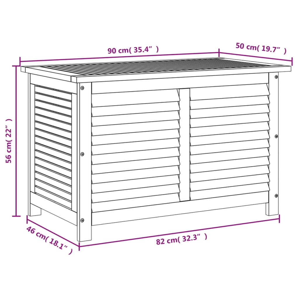 vidaXL Gartenbox mit Lüftungsschlitzen 90x50x56 cm Massivholz Akazie