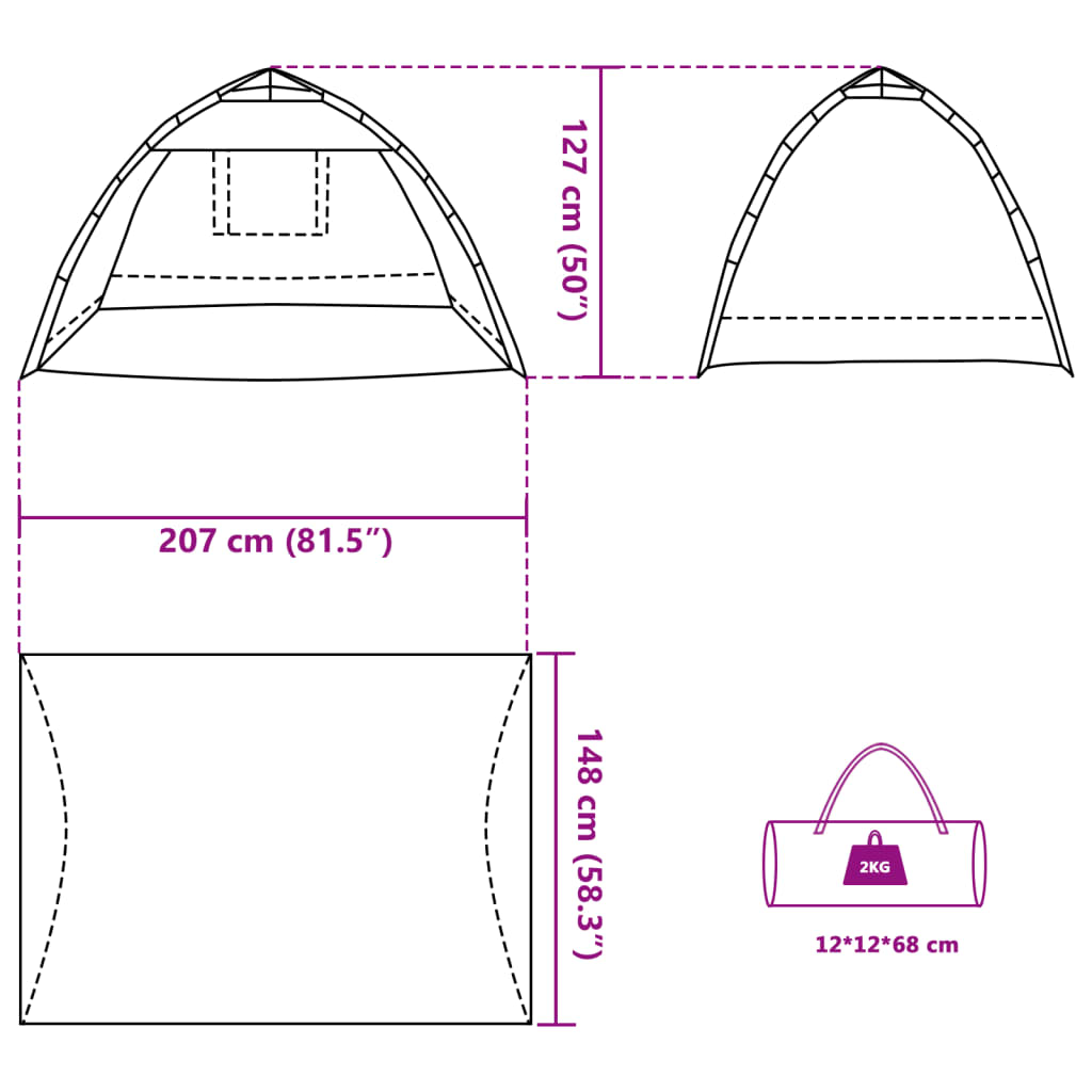 vidaXL Strandzelt 2 Personen Seegrün Quick Release Wasserdicht