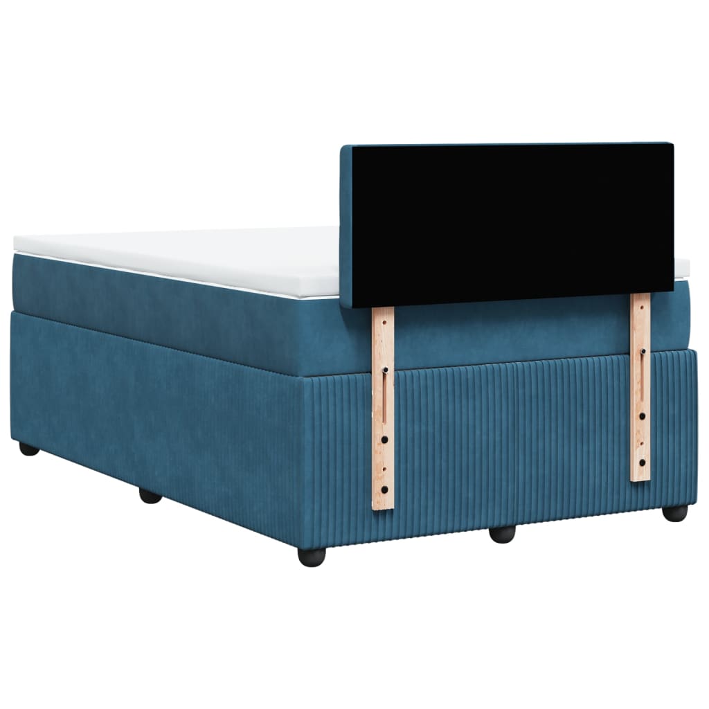 vidaXL Boxspringbett mit Matratze Blau 120x190 cm Samt