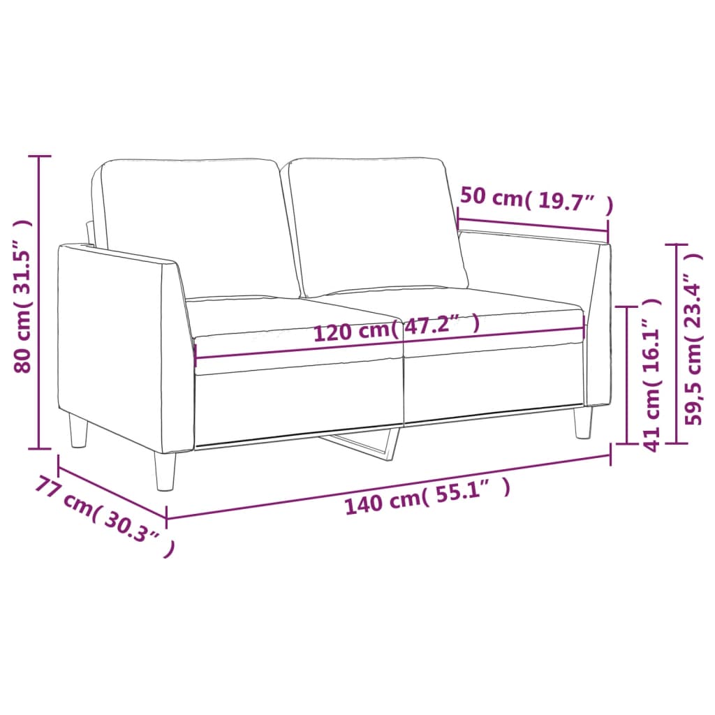 vidaXL 2-Sitzer-Sofa Schwarz 120 cm Kunstleder