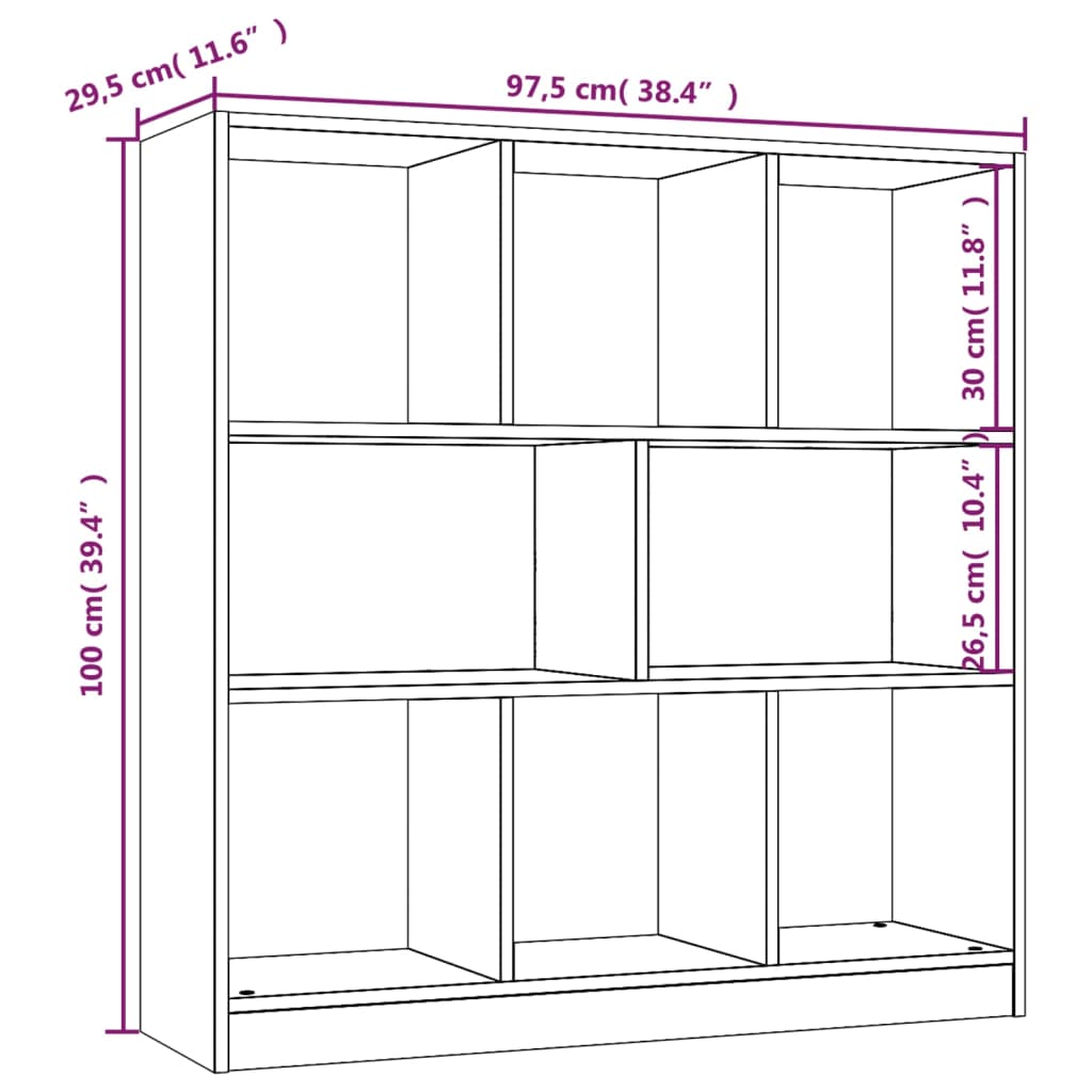 vidaXL Bücherregal Grau Sonoma 97,5x29,5x100 cm Holzwerkstoff