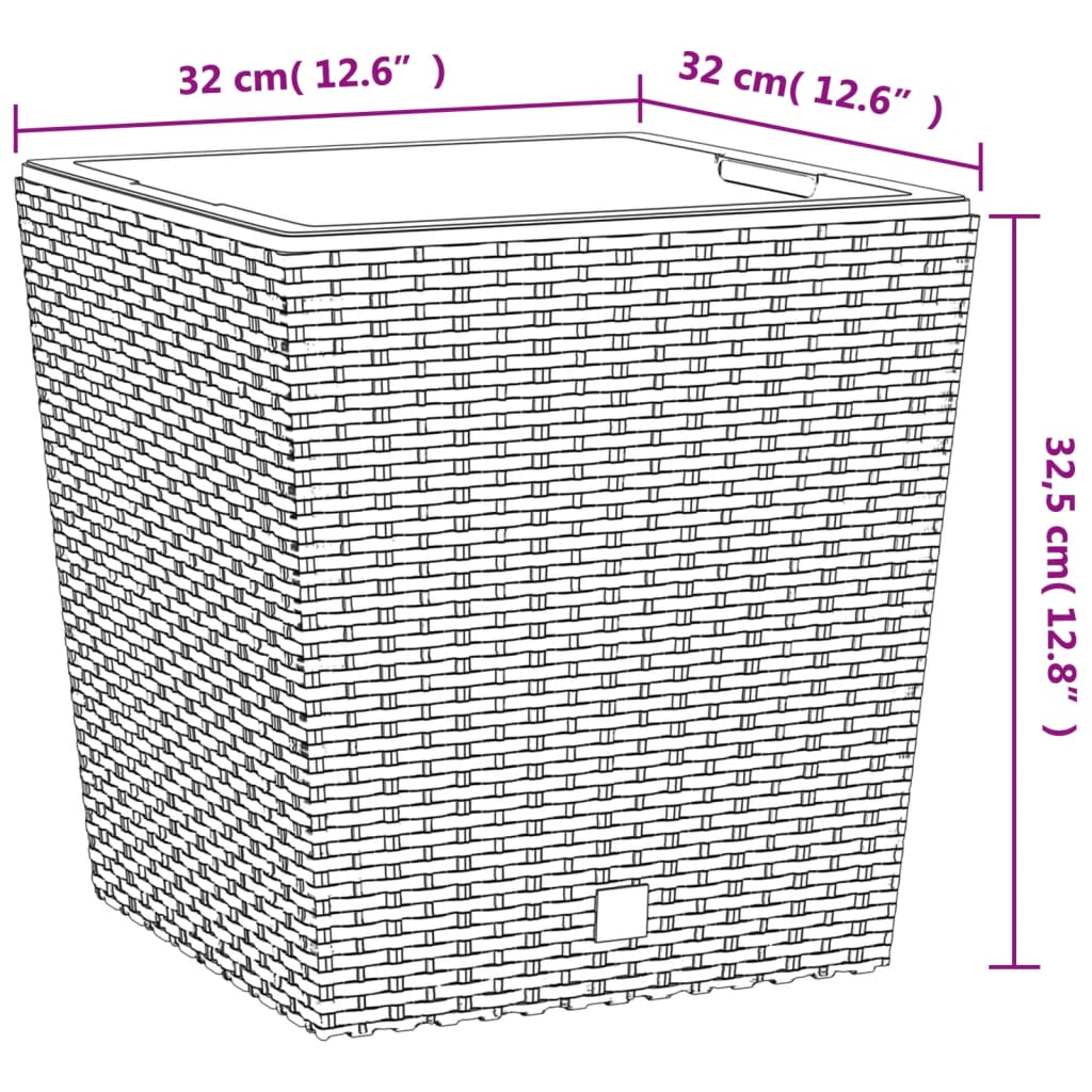 vidaXL Pflanzkübel mit herausnehmbaren Einsatz Braun 21/32 L PP-Rattan