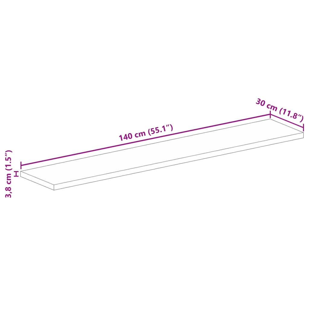 vidaXL Tischplatte 140x30x3,8 cm Rechteckig Altholz Massiv