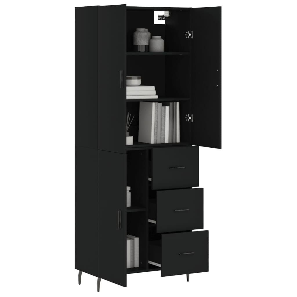 vidaXL Highboard Schwarz 69,5x34x180 cm Holzwerkstoff