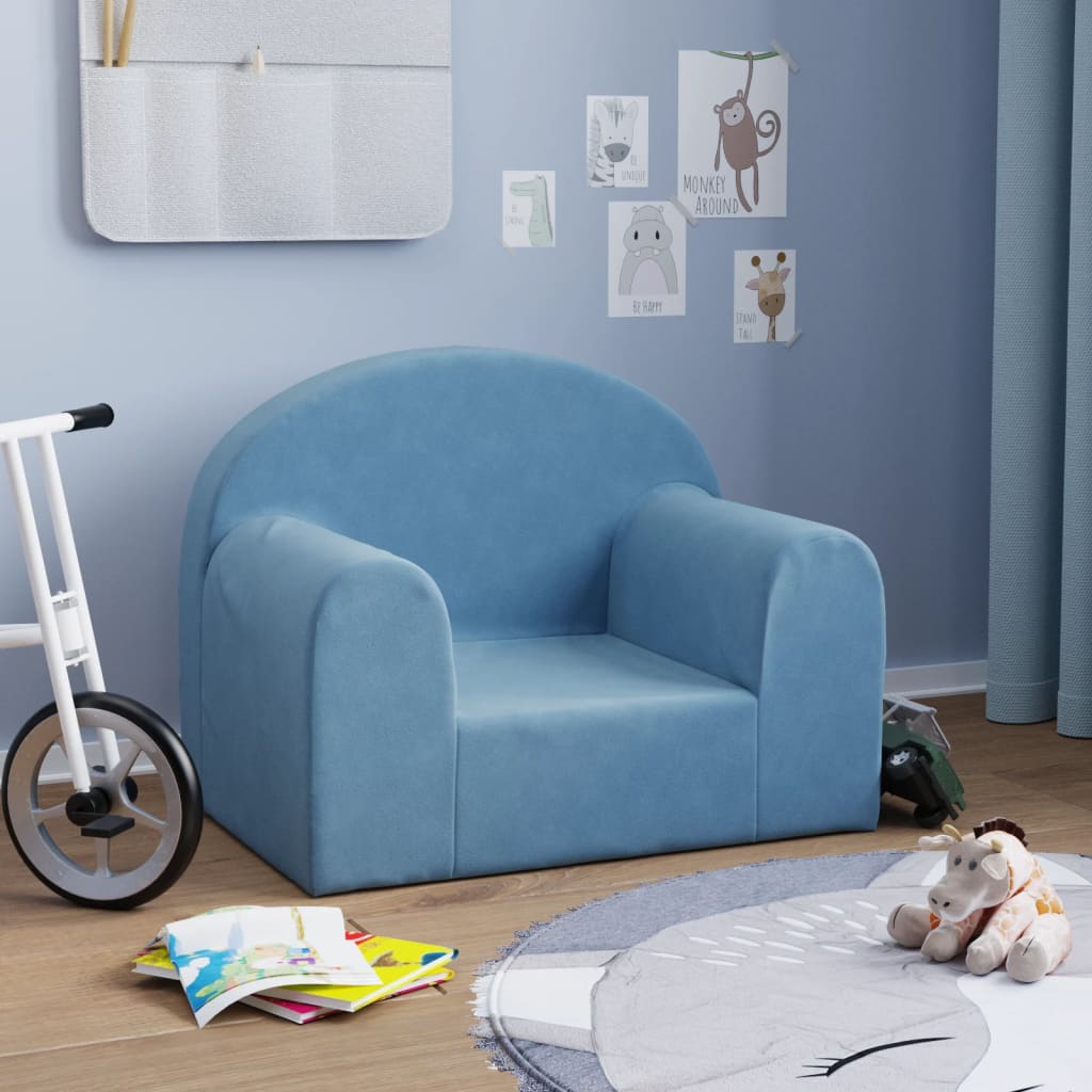 vidaXL Kindersofa Blau Weich Plüsch