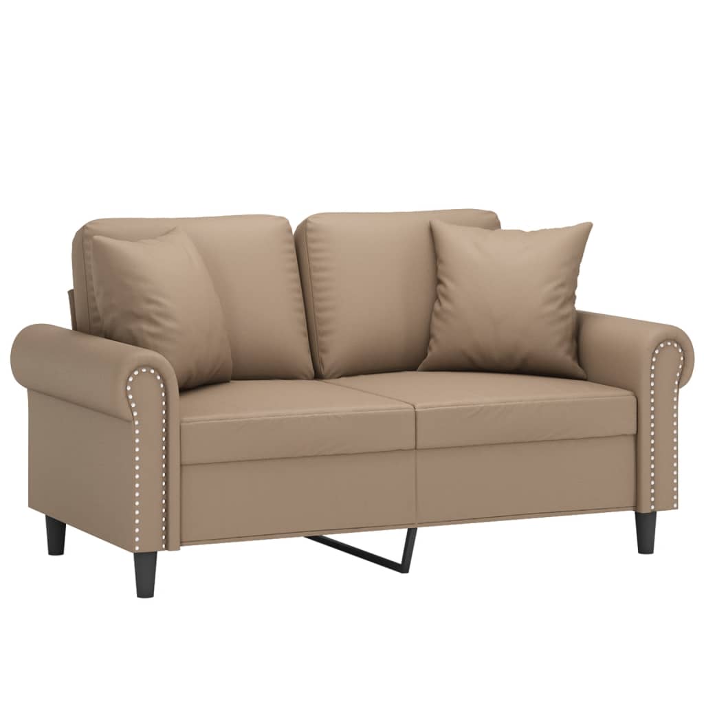 vidaXL 2-Sitzer-Sofa mit Zierkissen Cappuccino-Braun 120 cm Kunstleder